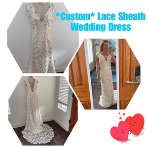 Custom Lace Sheath Ivory Wedding Dress